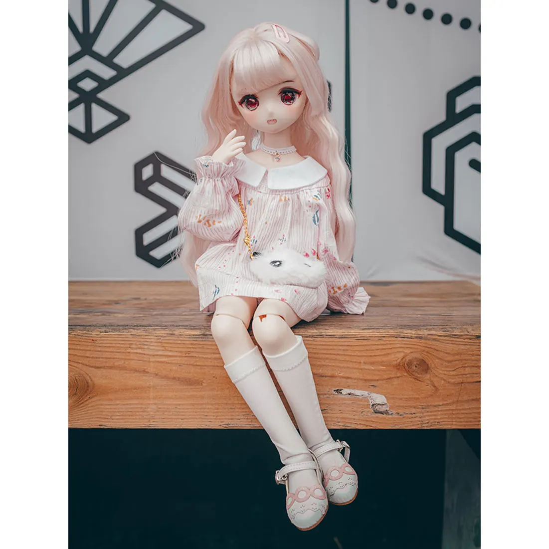 Modikerbjd простой стиль кукла воротник печатных платье для 1/4 BJD куклы (синий) без