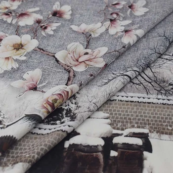 

142*137cm/piece Hardy yulan digital painting texture fabric for dress african tissu bazin riche getzner tissus telas por metro