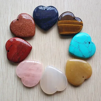 

Wholesale 8pcs/lot New Fashion Natural Stone Necklace Mix Heart Pendants 40mm For Jewelry Making
