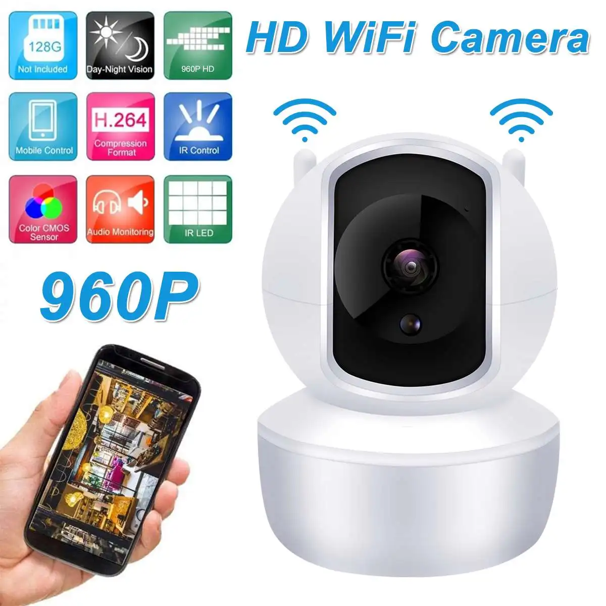 

PTZ Wireless IP Camera 960P Infrared Night Vision Voice Call Home Security Surveillance WiFi Camera Security Camera Support 128G
