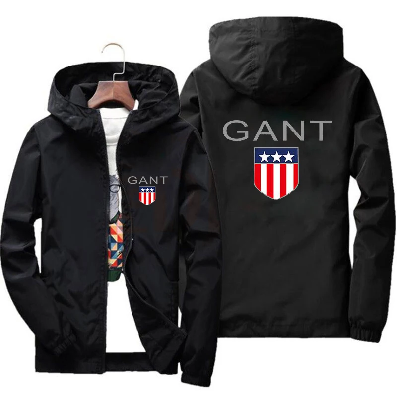 

2020 spring and summer men's fashion zipper jacket thin coat solid color hooded HH casual windproof jacket 7XL