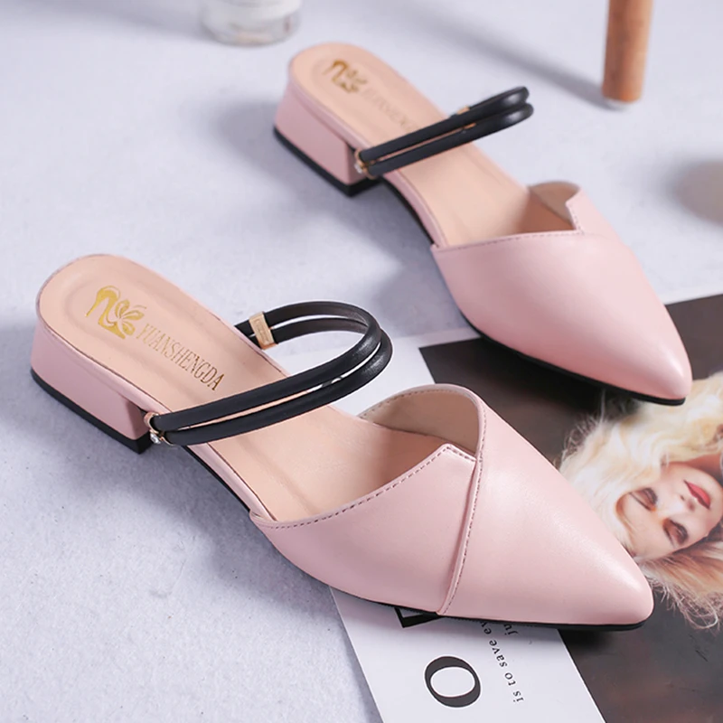 

Summer Sandals Women Shoes Sexy Pointed Toe Strap Sandals Ladies Leather Beach Sandals Black Pink Gray Plus Size 35-43 Mujer