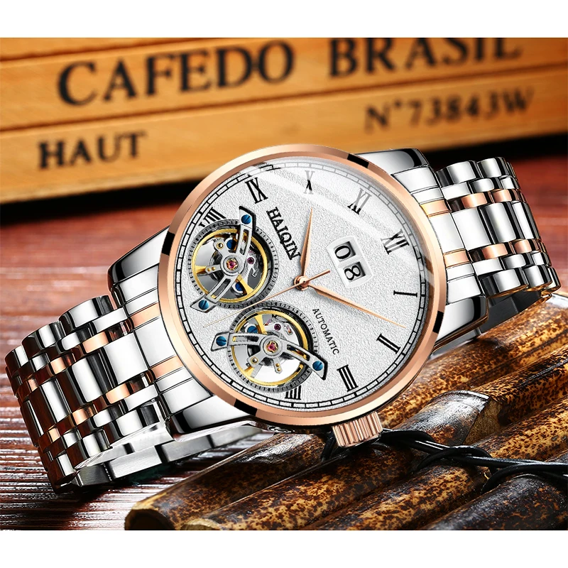 Tanie HAIQIN męskie zegarki męskie zegarki top marka luksusowe automatyczne zegarek mechaniczny zegarek sportowy mężczyźni wirstwatch Tourbillon Reloj hombres 2018