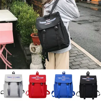 

Dropshipping Casual Tops Plus Size Fashion Large Capacity Solid Color Waterproof Nylon Casual Backpack School Bag woman