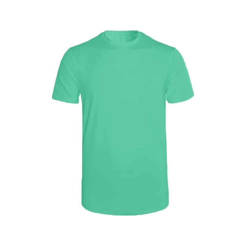 Новинка, модная Однотонная футболка с коротким рукавом, хлопковая футболка для фитнеса, Мужская футболка с круглым вырезом, Азиатский размер S-XXXL - Цвет: mint