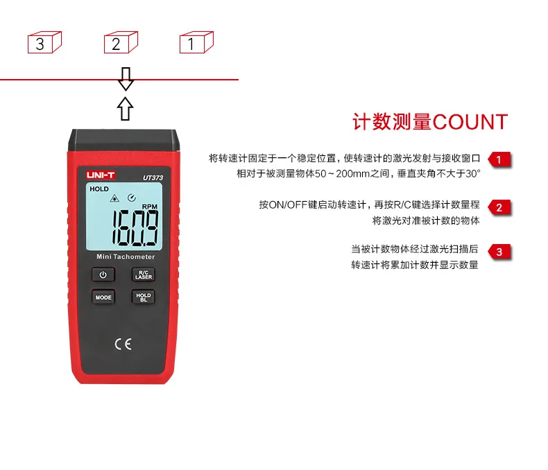 Youlide Mini Non-contact Tachometer UT373 Motor Revolving Speed Velometer Laser with Numbers Revolving Speed