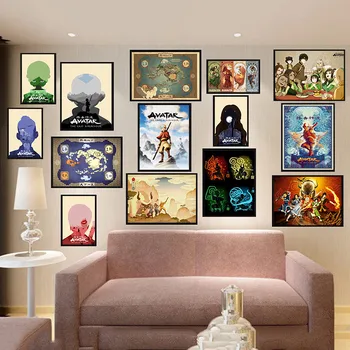 

Avatar The Last Airbender Japan Anime Map Poster Prints Oil Painting Art Canvas Wall Pictures For Living Room Home Decor