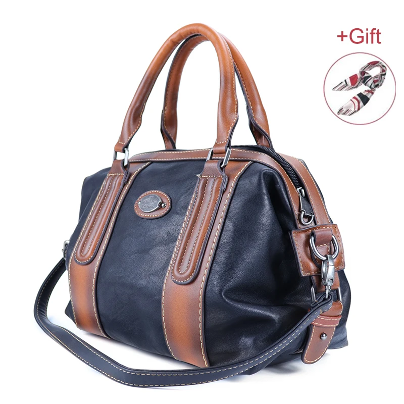 

New Ladies Genuine Leather Shoulder Bag Large Capacity Vintage Women's Handbags Luxury Design Women Business Trip Big Tote Bags