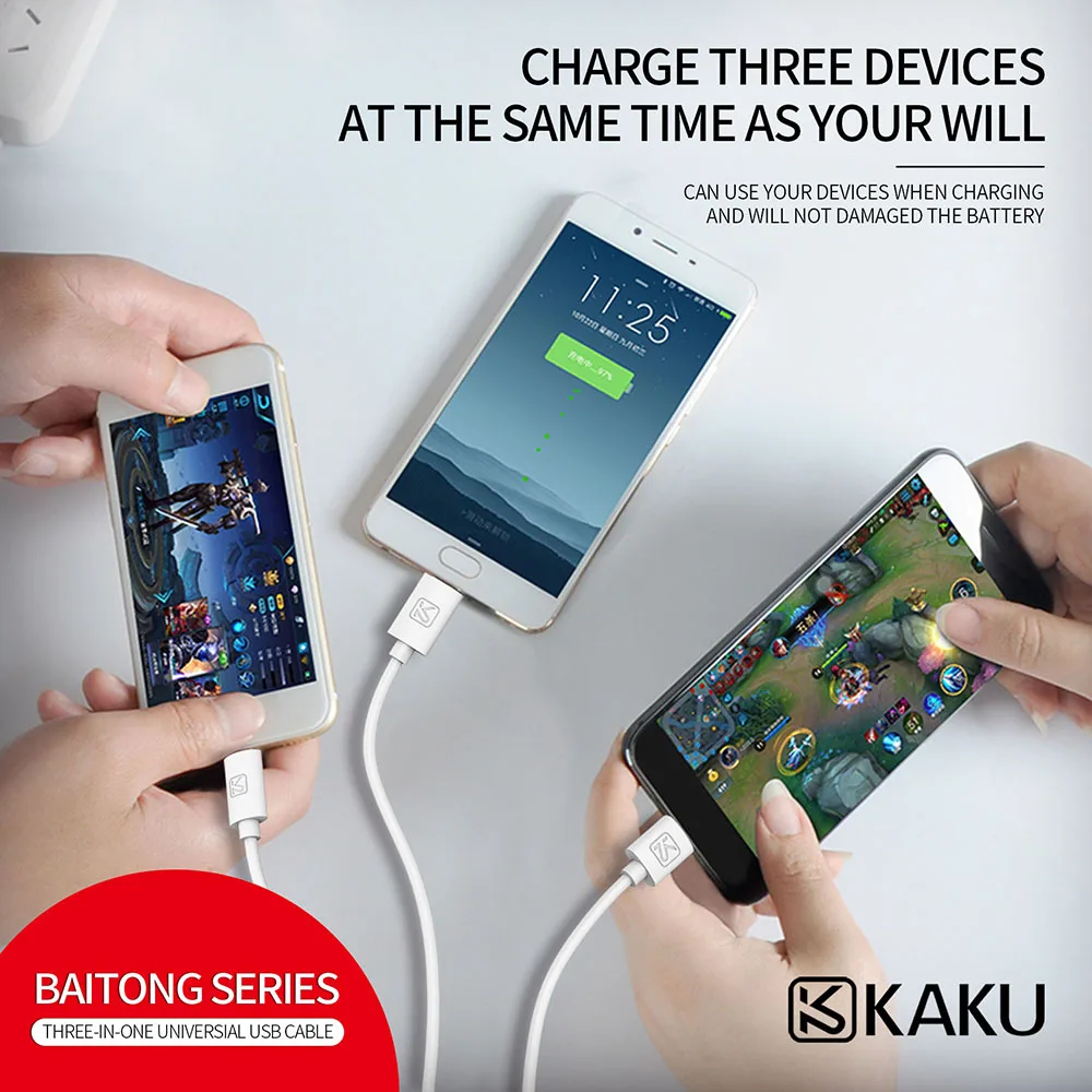 KAKU 3 в 1 usb кабель для samsung S10 S9 Xiaomi Mi A2 кабель usbc Usb 3в1 кабель usb зарядное устройство кабель для передачи данных для huawei p30 pro