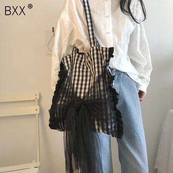 

[BXX] Vintage Plaid Canvas Crossbody Bags For Women 2020 Designer Winter Shoulder Messenger Bag Female Handbags And Purses HJ099