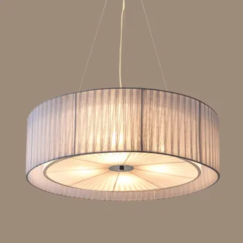 

Modern nordic living room iron E27 bulb chandeliers DIY home deco circular restaurant chandelier lamps gauze fabric lampshade