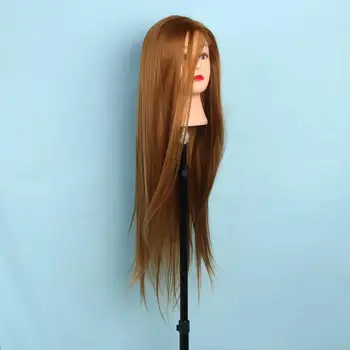 

30% Real Hair Doll Mannequin Long Hair Training Silicone Head Stand Pole Women