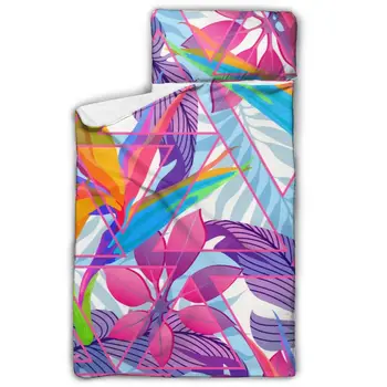 

Summer Floral Tropical Palm Leaves Colorful Nap Mat with Pillow for Toddler Boys and Girls Ideal for Daycare and Preschool