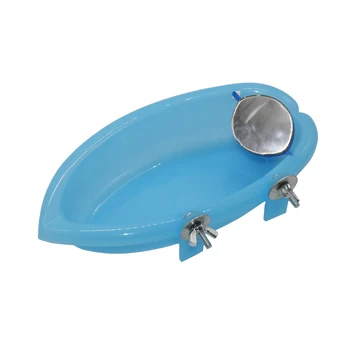 

parrot Bathtub Box Bird Cleaning Tool blue Accessories Parrot Bath Green mirror Plastic Hanging Tub Shower Bird supplies 1 pcs