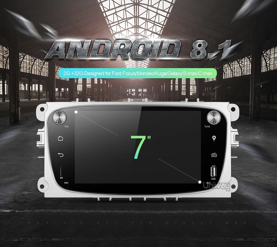Discount uniway ALFKS7071  2G+32G  android 8.1 car dvd for focus ford mondeo ford kuga ford  S-MAX C-MAXcar radio 0