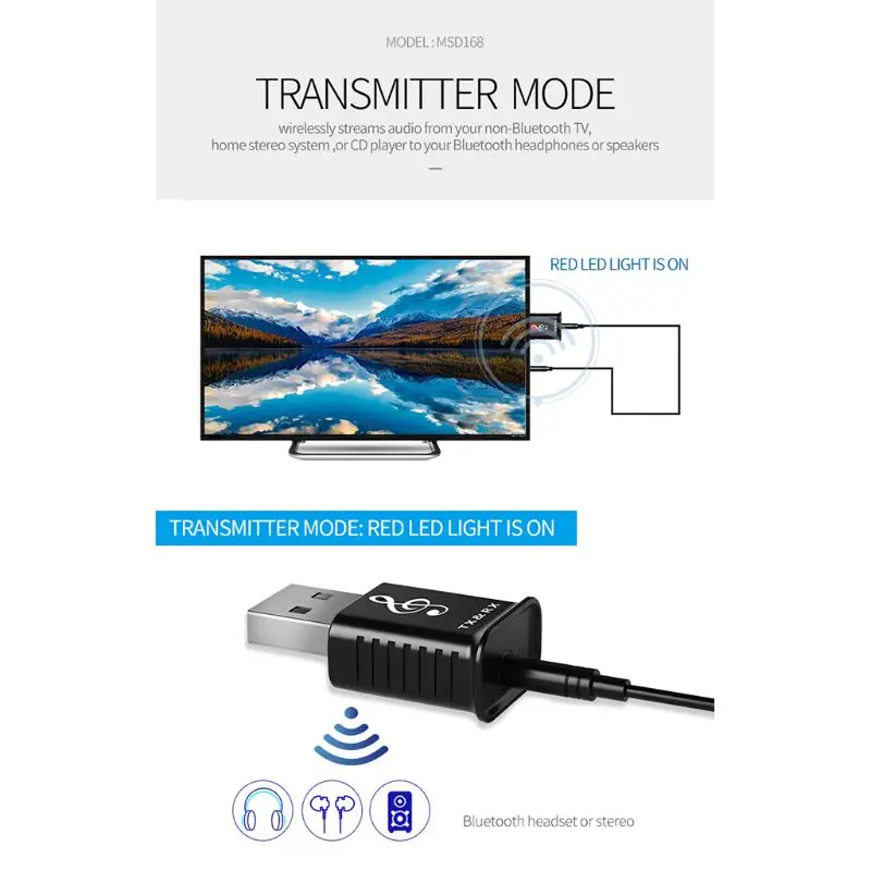 3в1 USB Bluetooth 5,0 автомобильный беспроводной приемник адаптер Мини 3,5 мм AUX B36B