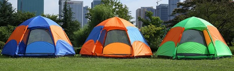 Upgraded 3-5-7 Person Quick Open Mongolian Tent Double Layer Waterproof Hexagonal Yurt Automatic Camping Tent for Outdoor Hiking (1)