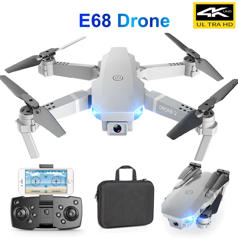 Складной беспилотный Дрон RC E68 с двойной головкой 4K для аэрофотосъемки
