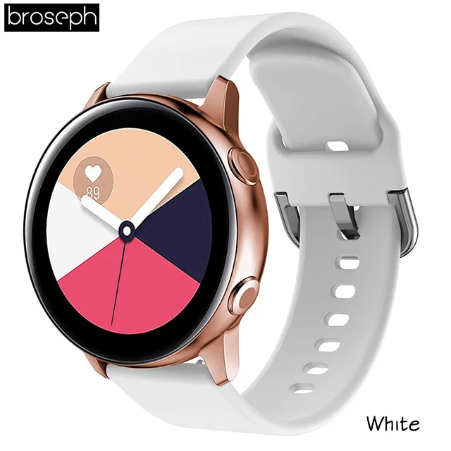 White 20 мм ширина ремешок для часов samsung Galaxy Watch Active 2 мягкие силиконовые ремешки для samsung Active аксессуары для умных часов - Цвет ремешка: White