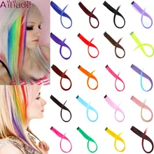 AILIADE Рождественские цветные пряди волос, синтетические волосы для наращивания на заколках, цельные накладные длинные прямые радужные волосы