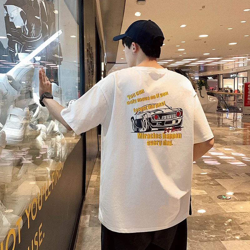 

Summer T Shirt Men's Fashion Printing O-neck Casual Cotton T-shirt Men Streetwear Wild Loose Hip Hop Tshirt Mens Tops M-2XL