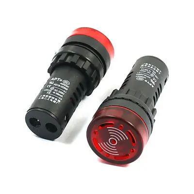 

AC 220V 28mm Red LED Signal Indicator Lamp Alarm Light w Buzzer 2Pcs