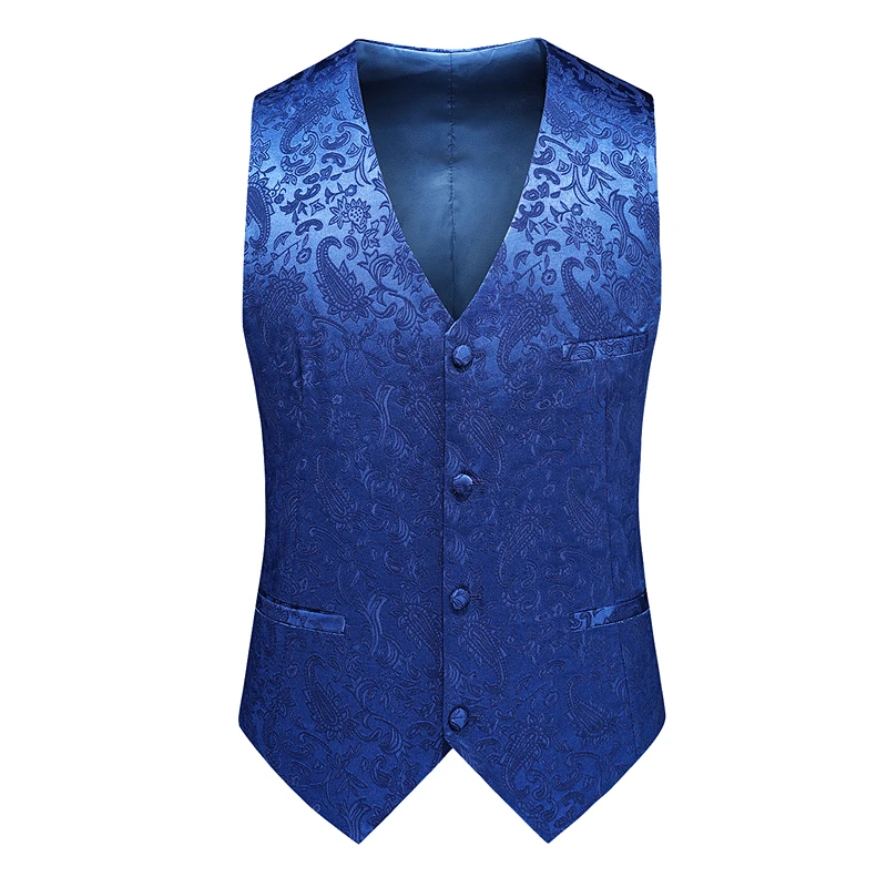 White Rose Sleeveless Waistcoat, Men's Single-breasted V-neck Business Vest, Wedding Party Men Vests Blue Red Black S-5XL 6XL 4