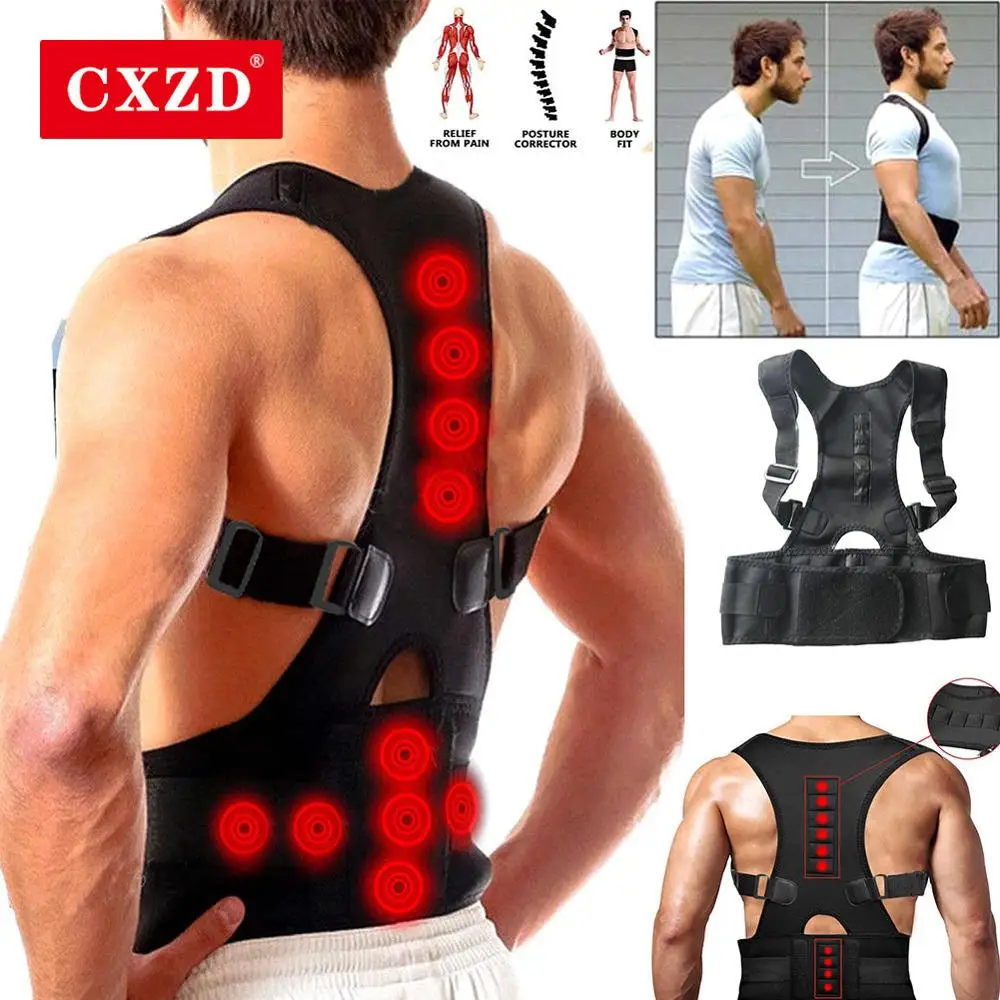 

CXZD Hot Sale Male Female Adjustable Posture Support Brace Magnet Therapy Straps Back Neck Corrector Spine Support Brace