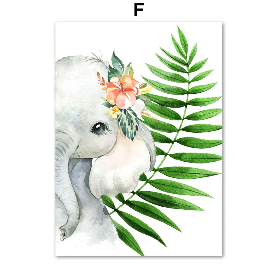 Plant-Leaf-Zebra-Elephant-Monkey-Animal-Wall-Art-Canvas-Painting-Nordic-Posters-And-Prints-Nursery-Wall (9)