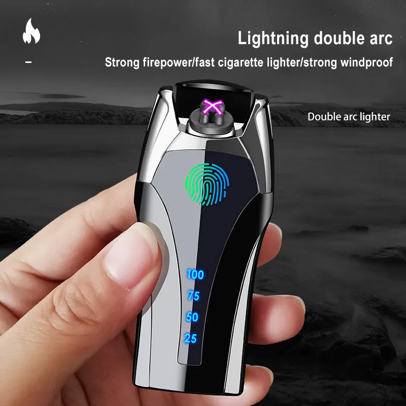 Сенсорная Индукционная электрическая зажигалка с двойной дугой USB-зажигалка