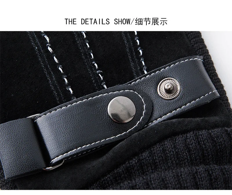 New Winter Leather Gloves Mens Thick Fleece Warm Touchscreen Gloves Mittens Male Windproof Non-slip Driving Gloves Guantes