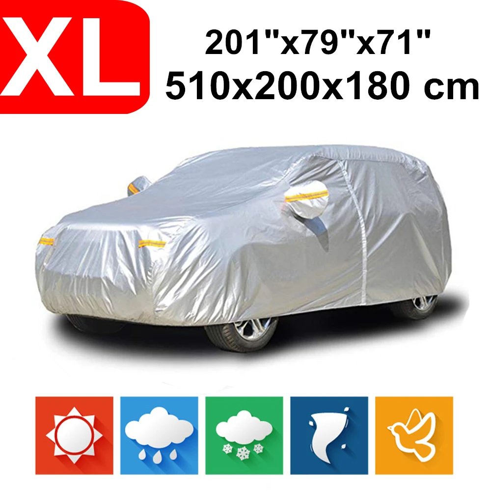 510x200x180 Universal SUV 190T Waterproof Car Covers Dust Rain Snow UV Protection For Toyota Land C
