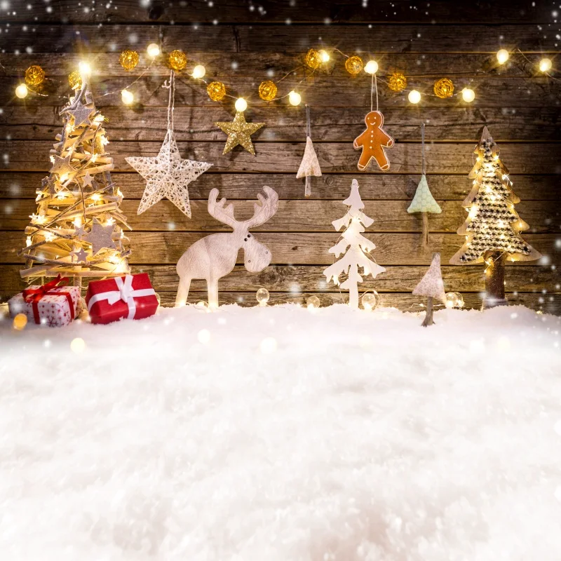 Laeacco Рождество олень снег Блестящий Звездный шар вечерние Детские картины фотографии фон фото фотосессия Фотостудия