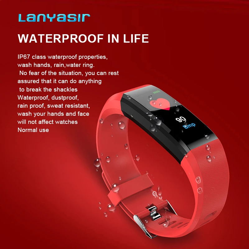 

Lanyasir 115 Plus Bluetooth Smart Watch Heart Rate Monitor Smart Watch Fitness Tracker Bracelet Waterproof Smart Wristband 115