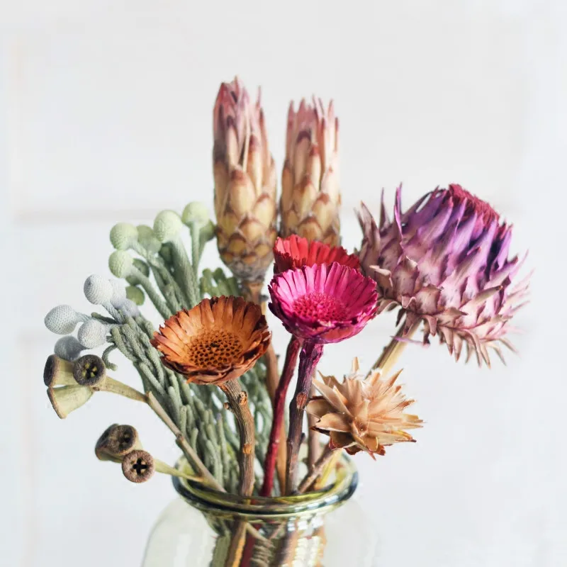 

African Dried Flowers Natural Sunflower Bouquet Coral Fruit Table Decor Emperor Flower Party Wedding Home Decoration Accessories