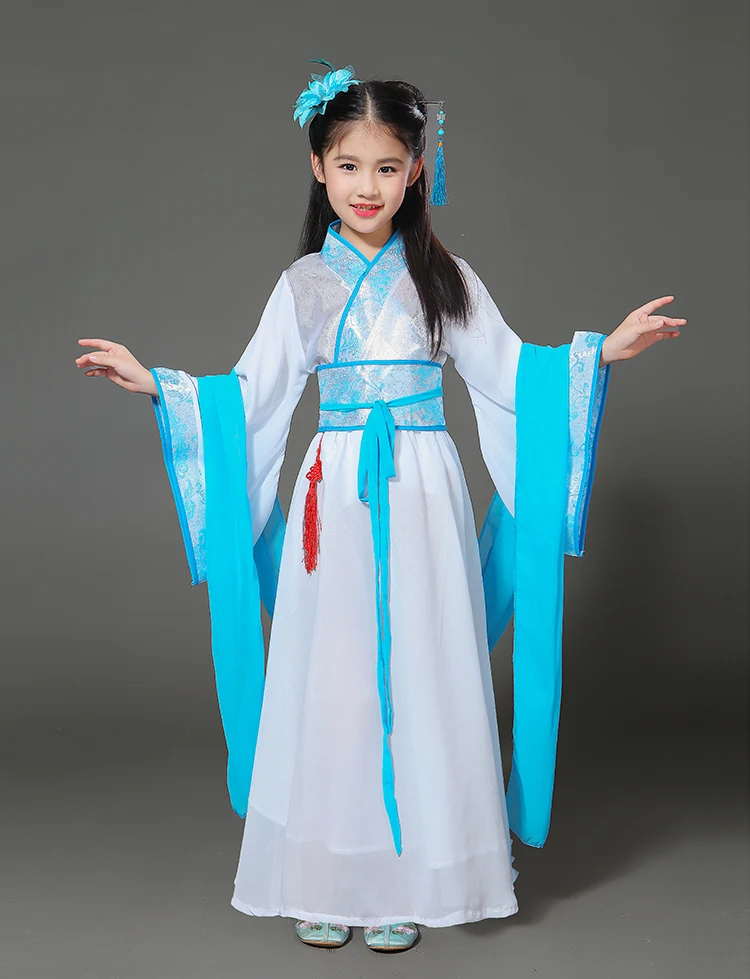 Весенне-летняя детская одежда из шифона для дня рождения, Fantasia Carnaval Infantil костюмы для девочек от 4 до 13 лет - Цвет: white blue