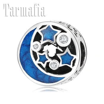 

925 Sterling Silver Nostalgic moon Night Moon Stars Beads Women accessories Fit Original Women Charm Bracelet Fine Jewelry New