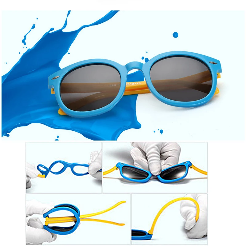 

Polarized Sunglasses Kids Children Anti-UV Girls Boys Goggles Glasses Round Frame Fashion Brand Designer UV400 Oculo