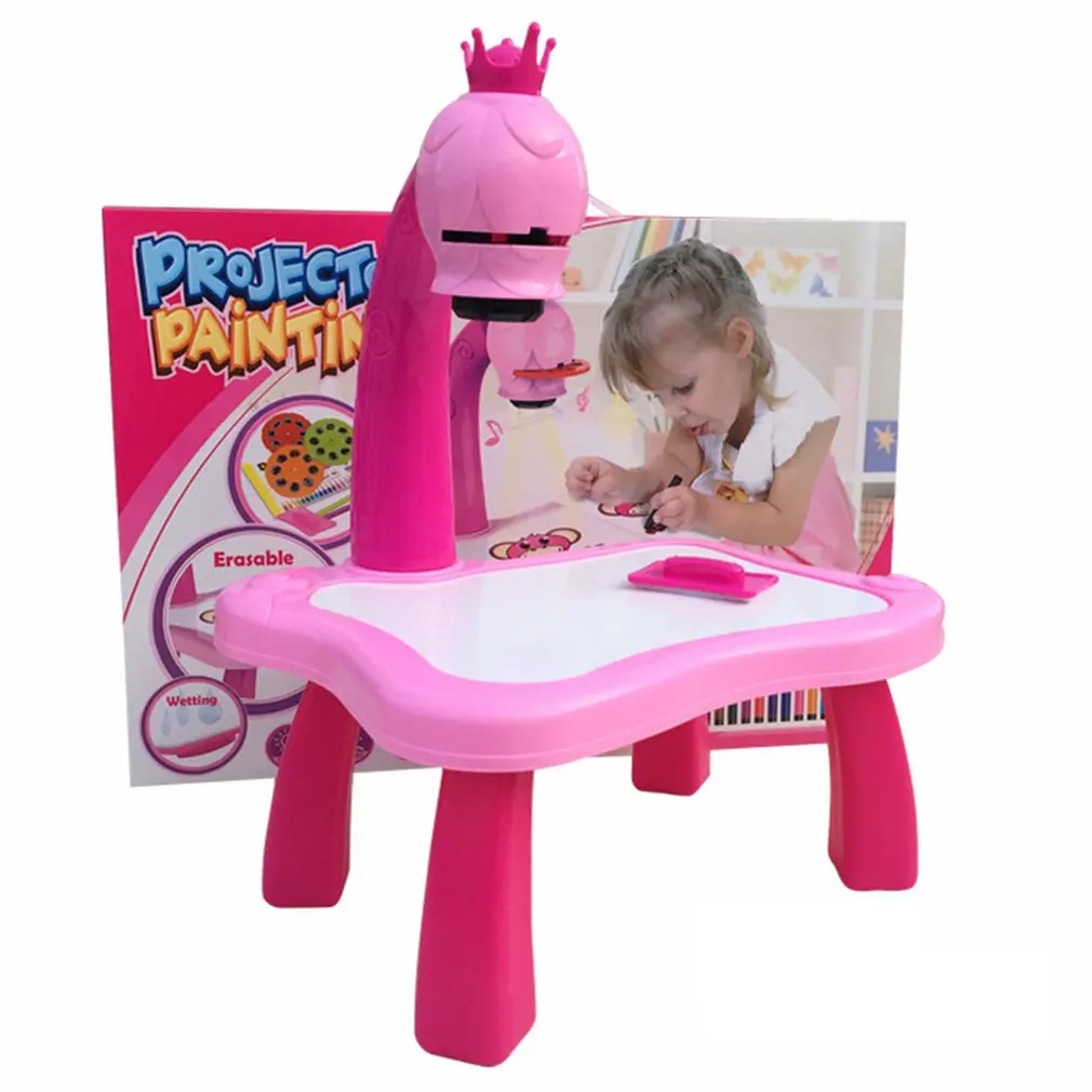 Led Projector Drawing Table Toys Kids Painting Board Desk With Light Music Educational Learning children gifts Dropshipping Toy projection flashlight children projector light outer space pattern projector toys torch bedtime learning toy