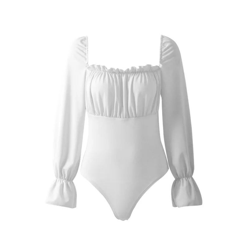 Hirigin 2019 Новые элегантные женские облегающие ремни на спине с пышными рукавами боди повседневные однотонные купальники Клубная одежда