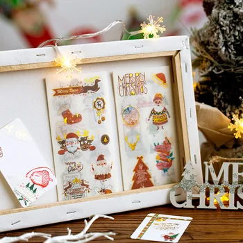 

6pcs/set CUte Merry Christmas Series Gilding Washi Sticker Creative Journal DIY Scrapbook Sticker School Supplies