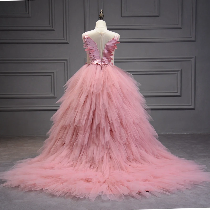 Swan Crystal Tulle Flower Girl Princess Dress