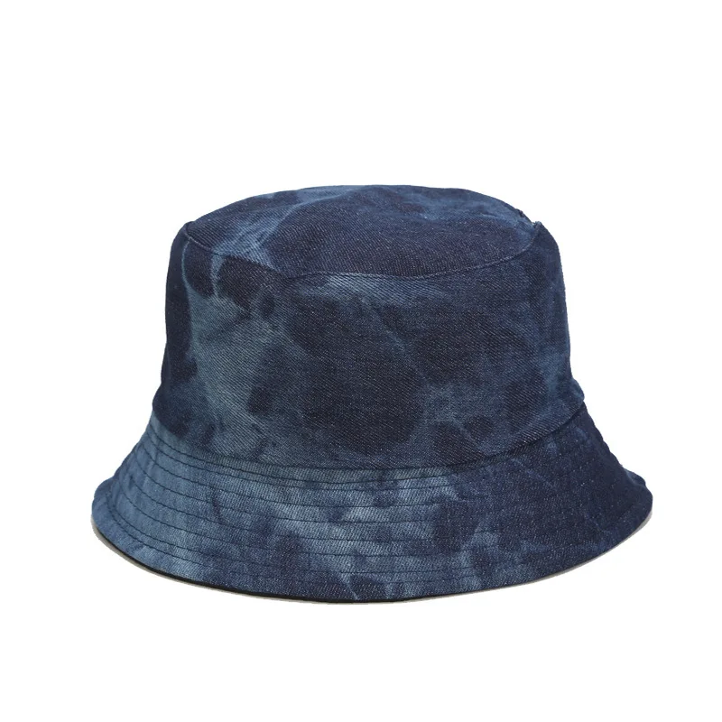 Женская шляпа, Ретро стиль, рыбацкая шляпа с эффектом потертости, Женская Весенняя новинка, джинсовая Двусторонняя шляпа для бассейна, шляпа от солнца на открытом воздухе - Цвет: deep blue