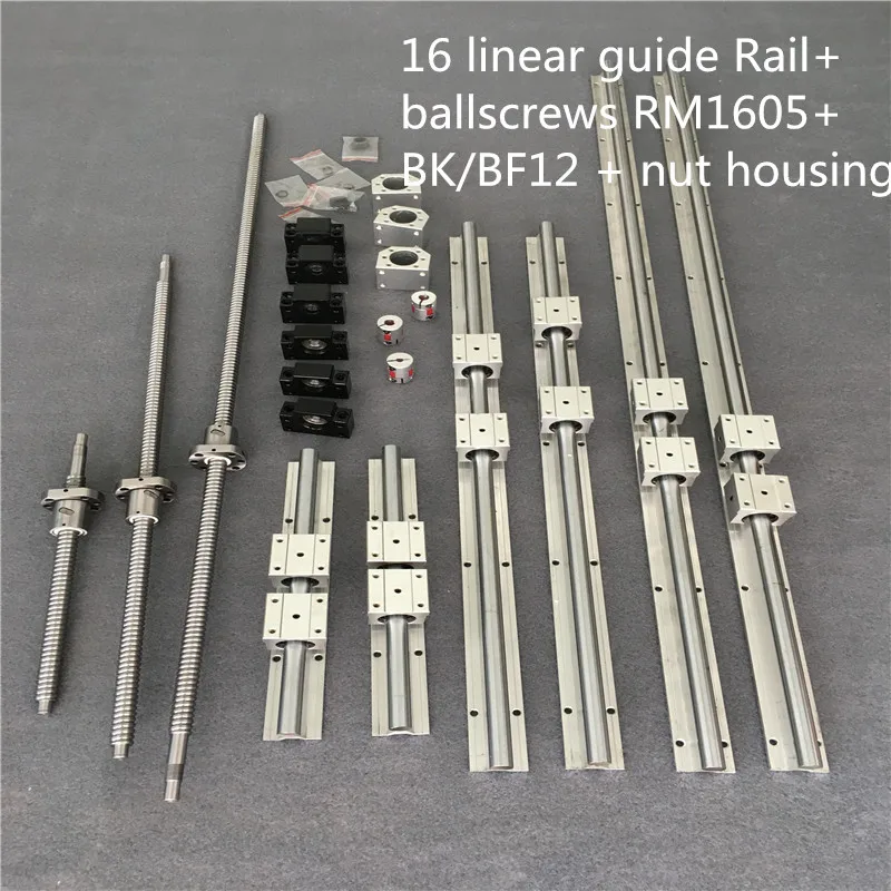 US $329.65 3 Ballscrew SFU160540090015003BKBF12 3set BKBF12 6pcs SBR16 Linear Guide Rails 3 Couplers For CNC Kit