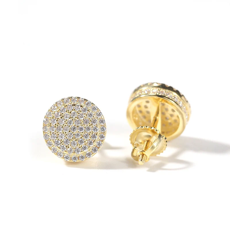1Pair S925 Sterling Silver Geometric Round Stud Earrings