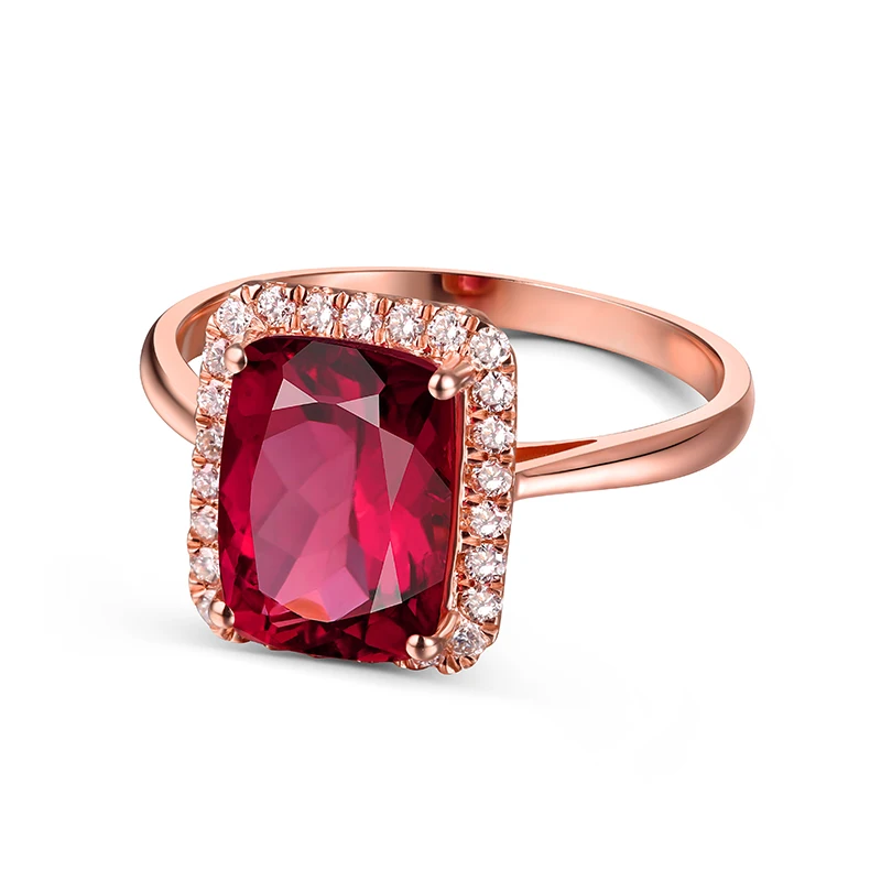 MAQ натуральное красное турмалиновое 18K чистое золото Новинка Топ Кольцо женское кольцо в форме сердца для женщин Настоящее ювелирное изделие
