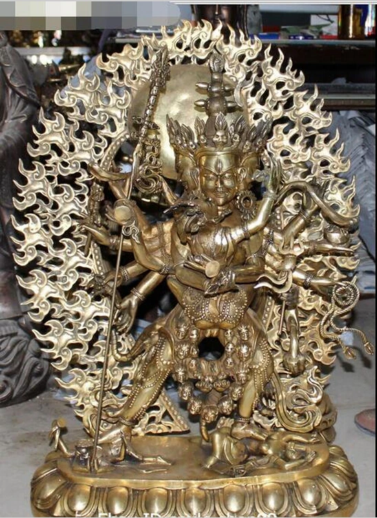 WBY 812 + 31 "Тибет Бронзовый 3 головы 8 подставок Vajrayogini Vajravarahi Будды Статуэтка