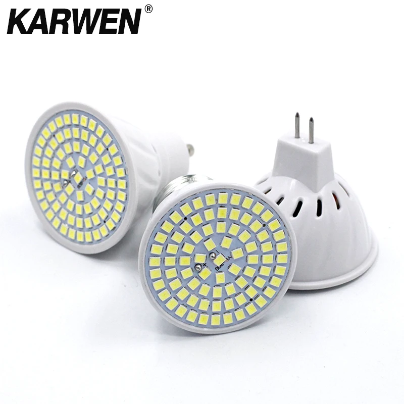 Светодиодный светильник KARWEN GU10 MR16 E27 E14 220 В 240 в Точечный 48 60 80 светодиодный 2835 SMD |
