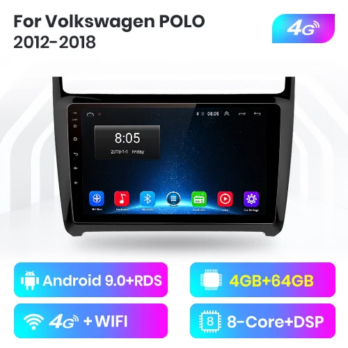 Junsun V1 2G+ 32G Android 9,0 для Volkswagen POLO 2012- автомобильный Радио мультимедийный видео плеер gps RDS 2 din dvd - Цвет: 4-64GB for 4G