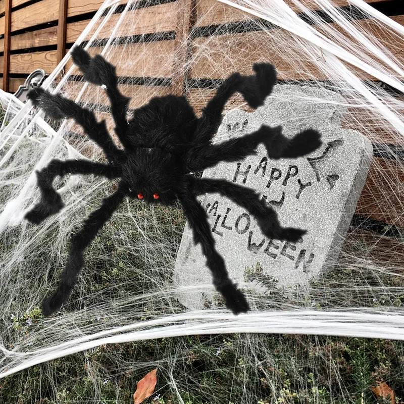 

30/75/125cm Black Big Halloween Plush Spiders Kids Children Toy Plush Black Multicolour Style For Party Halloween Decorations